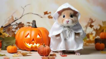 Adorable Baby Hamster in Halloween Costume AI Generated photo