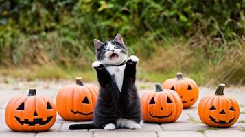 Adorable Baby Kitten in Halloween Costume AI Generated photo