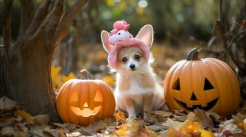 Cute Fennec Fox in Halloween Costume AI Generated photo