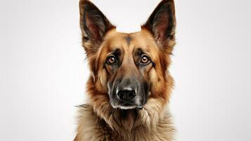 Majestic German Shepherd Dog on White Background AI Generated photo