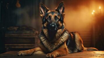 Beautiful German Shepherd Dog on White Background AI Generated photo