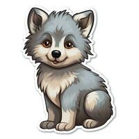 Cute Chibi Style Sticker Design of a Gray Wolf AI Generated photo
