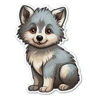 linda chibi estilo pegatina diseño de un gris lobo ai generado foto