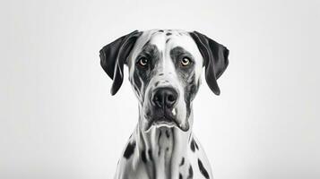 hermosa genial danés perro en blanco antecedentes ai generado foto