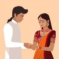 Indian Wedding Invitation Card with Flat Minimalistic Animation AI Generated photo