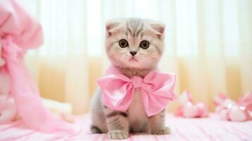 Adorable Scottish Fold Baby Cat AI Generated photo