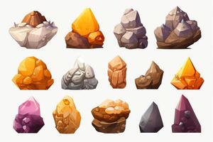 Magical Rocks Set  Flat Minimalistic AI Generated photo