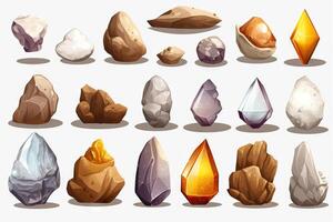 Magical Rocks Set  Flat Minimalistic AI Generated photo