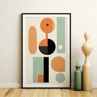 Mid Century Modern Art Print Boho Minimalist Wall Decor AI Generated photo