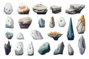 mágico rocas conjunto plano minimalista ai generado foto