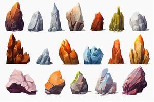 Magical Rocks Set  Flat Minimalistic AI Generated photo