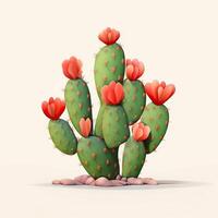 Minimalistic Opuntia Cactus Illustration AI Generated photo