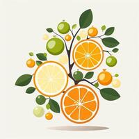 vibrante agrios frutas en minimalista antecedentes ai generado foto