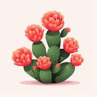 minimalista Opuntia cactus ilustración ai generado foto