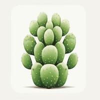 Minimalistic Opuntia Cactus Illustration AI Generated photo