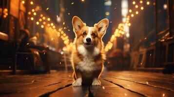 adorable pembroke galés corgi perro en un muy cautivador actitud ai generado foto