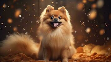 adorable pomeranio perro en muy detallado ilustración ai generado foto