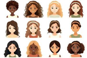 Diverse Group of Girls with Unique Skin Tones AI Generated photo