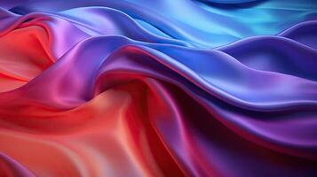 Vibrant Rainbow Wavy Satin Background AI Generated photo