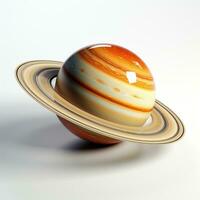 Realistic Saturn on White Background AI Generated photo