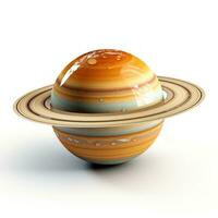 Realistic Saturn on White Background AI Generated photo