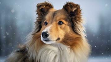 Adorable Shetland Sheepdog Dog on White Background AI Generated photo