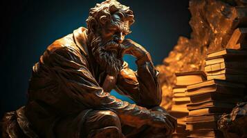 The Thinker Statue in 3D Illustration AI Generated photo