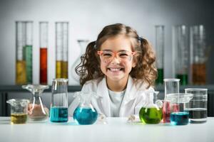 Focused Scientist in Safety Goggles AI Generated photo