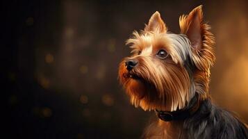 Adorable Yorkshire Terrier Dog with Highly Detailed Fur AI Generated photo