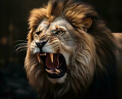 Snarling Lion in HyperRealistic Graph AI Generated photo