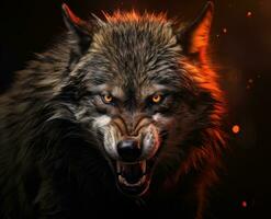 Snarling Wolf in HyperRealistic Graph AI Generated photo