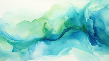 Vibrant Watercolor Painting of Green and Blue Nature AI Generated photo