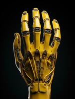 Yellow Robotic Hand with Spread Fingers AI Generated photo