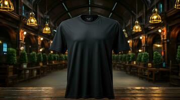 Blank Black TShirt Mockup AI Generated photo