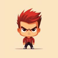 Angry Kid in Flat Minimalistic Animation AI Generated photo
