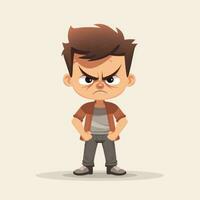 Angry Kid in Flat Minimalistic Animation AI Generated photo