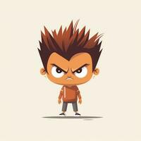 Angry Kid in Flat Minimalistic Animation AI Generated photo