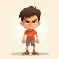 Angry Child in Flat Minimalistic Animation AI Generated photo