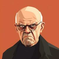 Angry Old Man  Flat Minimalistic Animation AI Generated photo