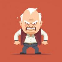 Angry Old Man  Flat Minimalistic Animation AI Generated photo