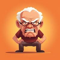 Angry Old Man  Flat Minimalistic Animation AI Generated photo