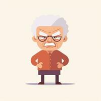 Angry Old Woman in Flat Minimalistic Animation AI Generated photo