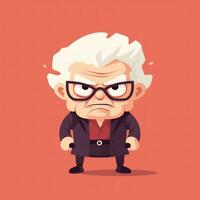 Angry Old Woman in Flat Minimalistic Animation AI Generated photo