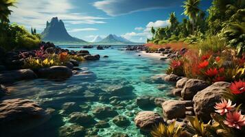 Summer Tropical Beach Background AI Generated photo