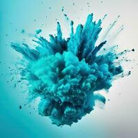 vibrante cian azul holi pintar color polvo festival ai generado foto