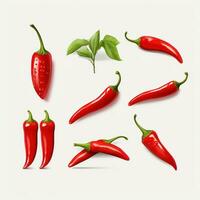 Minimalistic Chilli Pepper Set AI Generated photo