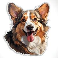 Cute Corgi Sticker on White Background AI Generated photo