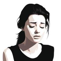 Emotional Woman in Minimalistic Animated Style AI Generated photo