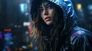 Futuristic Cyberpunk Clothes in Highly Detailed Design AI Generated photo