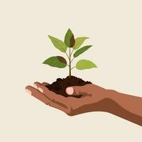 Hand Holding Plant Sprout  Minimalistic Flat Design AI Generated photo